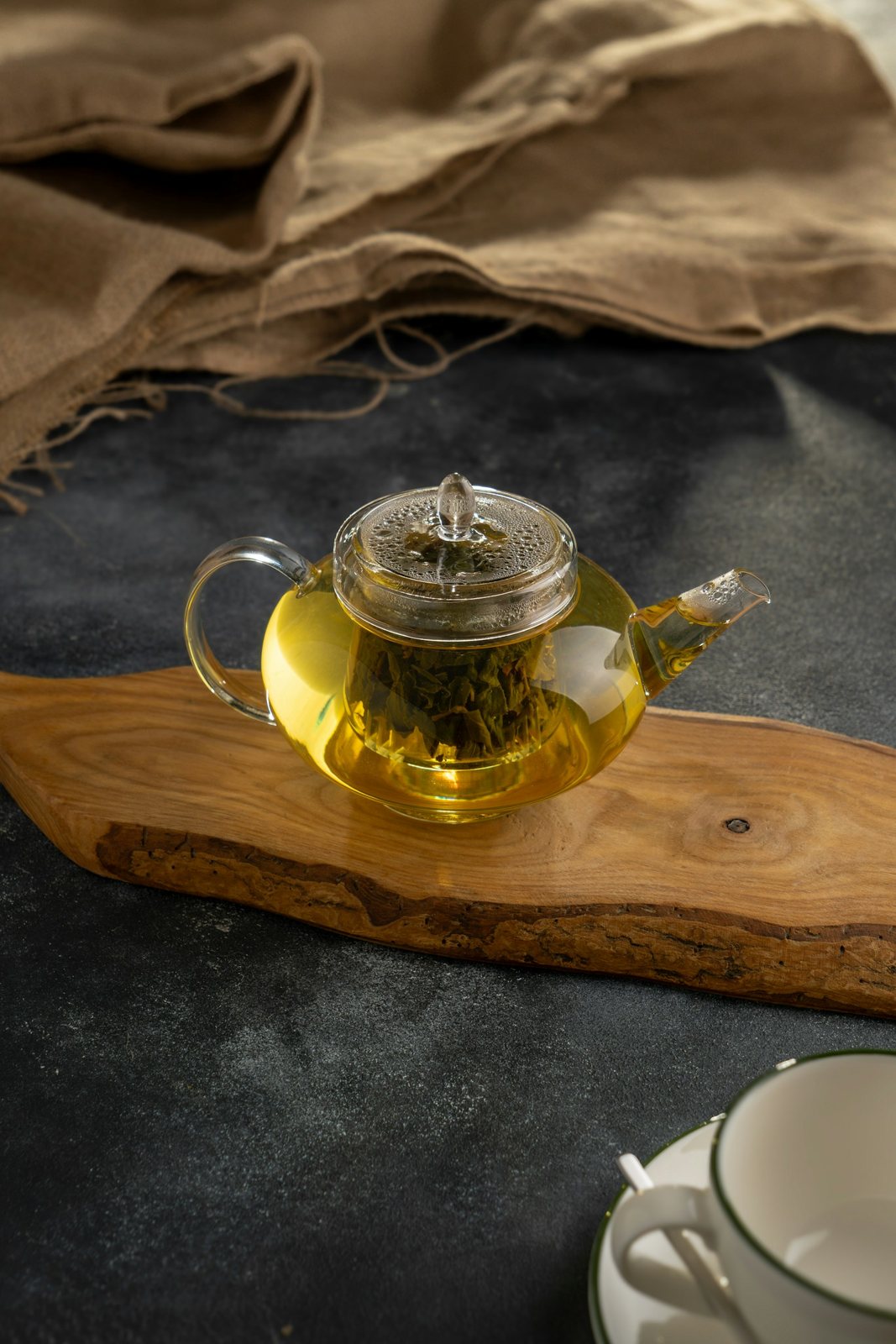Tea in a glass teapot